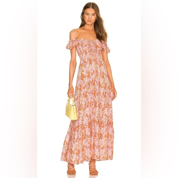 L Space Lucia Smocked Maxi Dress Small - Picture 1 of 8